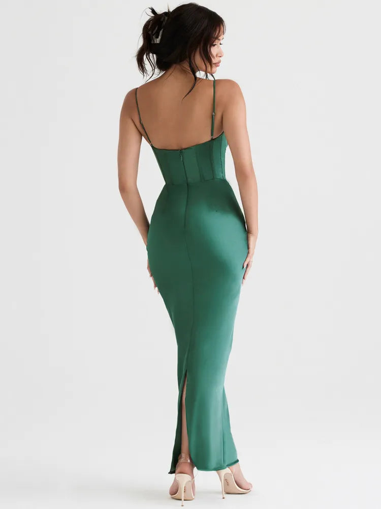 Mozizen Satin Backless Bodycon Maxi Dress | iBuyxi.com Green / XS Mozizen Satin Backless Bodycon Maxi Dress | iBuyxi.com Green / XS