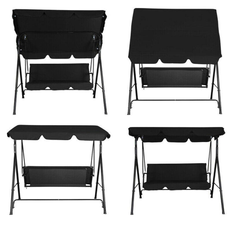 Outdoor Canopy Swing Patio Chair Lounge 3-Person Seat Hammock Porch Bench Black, iBuyXi.com online shopping store, outdoor patio swing chair, backyard decoration, patio decoration, swing chair