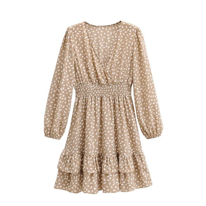 long sleeve a line mini dress Cascading Ruffle Long Sleeve A-Line Mini Dress L
