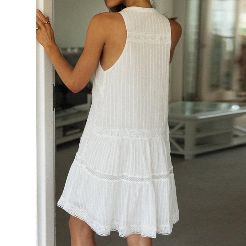 Casual Lace Patchwork Sleeveless Mini Dress, iBuyXi.com, Lace dresses, Sun Dresses, Summer Mini Dresses