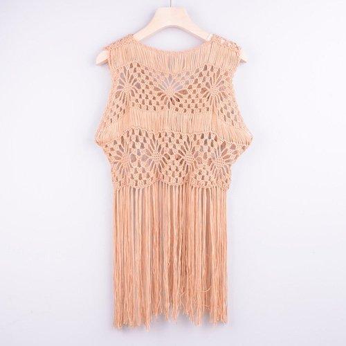 Fringe Lace Tassels Beach Cover Up With Cape Tops And Blouses Ideal To Wear As Swimsuit Cover-Up. - ibuyxi.com