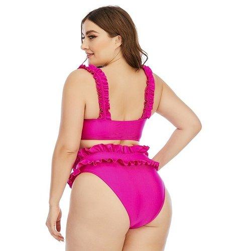  High Waist Bikini Set , Plus Size  Swimsuit Pink, Push Up Bathing Suit  Large Size Swimwear, iBuyXi.com