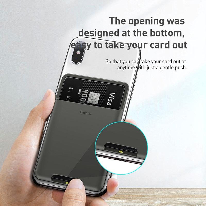 Universal Phone Back Wallet Card Slots, Case For iPhone 12 11Pro Max X Sumsung Case, 3M Sticker Silicone Phone Pouch Case, Phone Wallet Attached to Back of iPhone, Pocket for cards, money and identification, iBuyXi.com