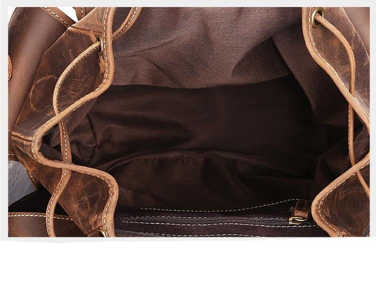Crazy Horse Genuine Leather Saddle Rucksack Backpack, ibuyxi.com