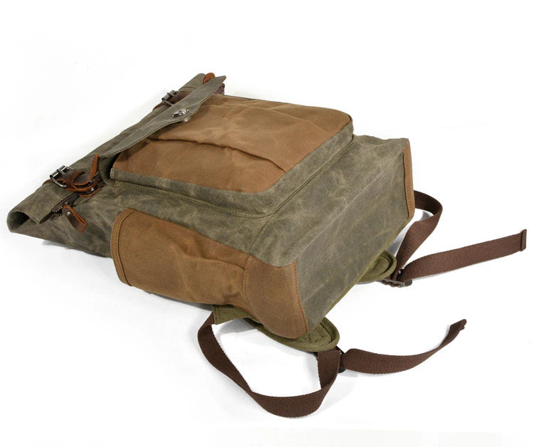 Large Capacity Waterproof Oil Waxed Canvas Leather Rucksack Backpack,, ibuyxi.com