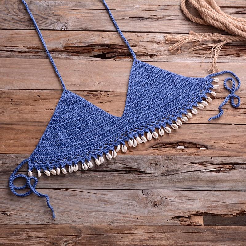 Crochet Knitting Push Up Bikini Set  Wearable in Summer Season And Also Comes With Bralette Knit Halter. - ibuyxi.com