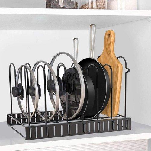 Metal Pan Organizer under Cabinet 8 Tier Adjustable Cookware Pot Rack, ibuyxi.com
