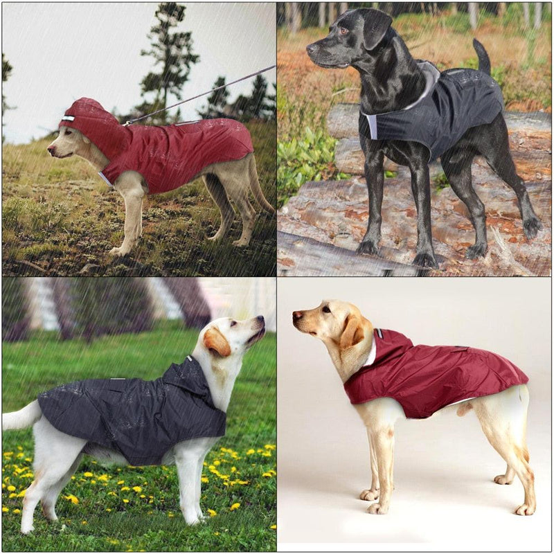 Pet Large Dog Raincoat Waterproof, Big Dog Clothes Outdoor Coat, Rain Jacket For Golden Retriever, Labrador Husky Big Dogs 3XL-5XL, Reflective Strip Hooded Dog Raincoat, iBuyXi.com