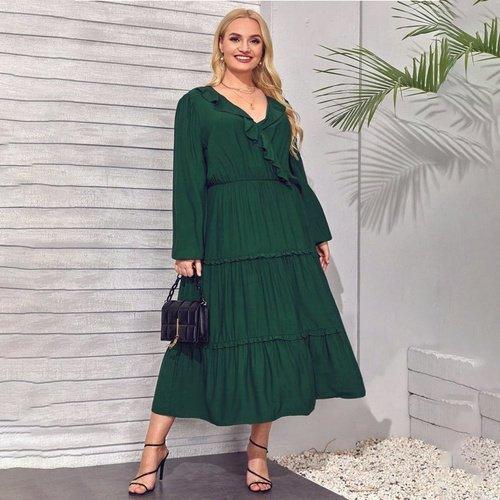 Plus Size A-Line Long Sleeve Ruffles V-Neck Casual Boho Maxi Dress XXXL Plus Size A-Line Long Sleeve Ruffles V-Neck Casual Boho Maxi Dress XXXL