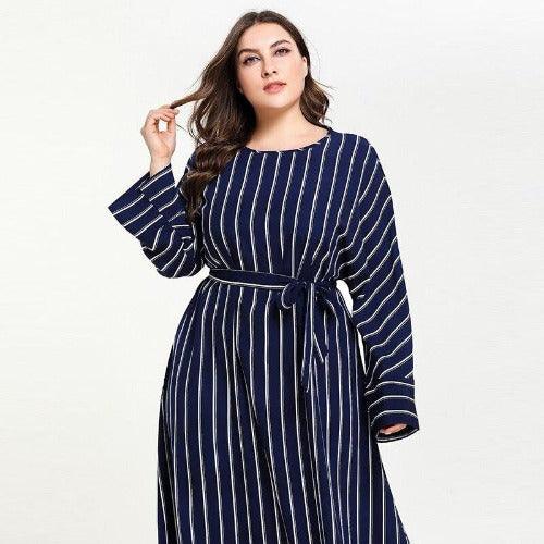 long sleeve flowy dresses plus size Plus Size Chiffon Midi Dress with Flowy Long Sleeves and Waist Applique