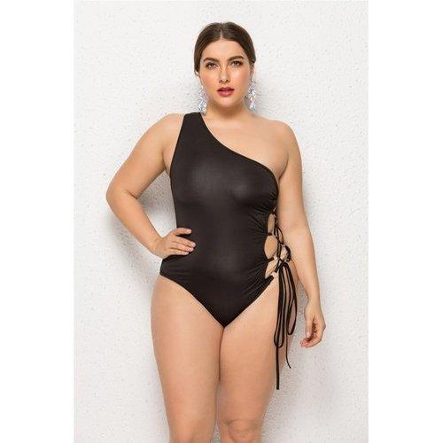 Plus Size One Shoulder Hollow Out Bathing Suit Plus Size One Shoulder Hollow Out Bathing Suit