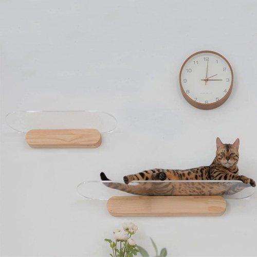 Acrylic Cat Jumping Board Wall-Mounted, Cats Climbing Frame, Cats Platform House, DIY Cats Tree Toy Cats Hammock, Bed Wood Pet Furniture, iBuyXi.com