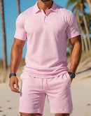 Casual Comfortable Breathable Short Sleeve Shirt Short Set, iBuyXi.com