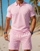 Casual Comfortable Breathable Short Sleeve Shirt Short Set, iBuyXi.com