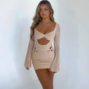 Flare Sleeve Bodycon Cutout Party Mini Dress, ibuyxi.com