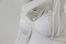 One-Shoulder Hollow Out Ruched Robe White Backless Bodycon Mini Dress, ibuyxi.com