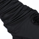 Strapless Ruffle Irregular Robe Lace-up Off-Shoulder Backless Mini Dress, ibuyxi.com