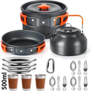 15-Piece Camping Cookware Set with Kettle and Tableware