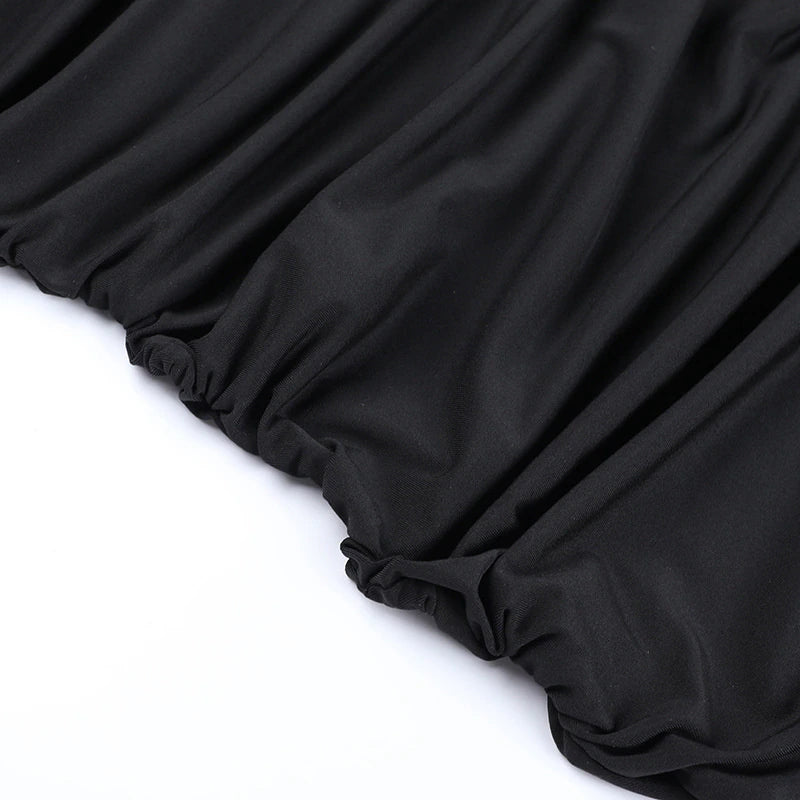 Strapless Ruffle Irregular Robe Lace-up Off-Shoulder Backless Mini Dress, ibuyxi.com