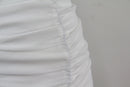 One-Shoulder Hollow Out Ruched Robe White Backless Bodycon Mini Dress, ibuyxi.com