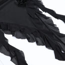 Strapless Ruffle Irregular Robe Lace-up Off-Shoulder Backless Mini Dress, ibuyxi.com