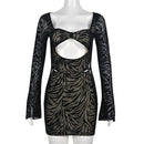 Flare Sleeve Bodycon Cutout Party Mini Dress, ibuyxi.com