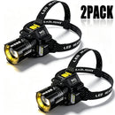 2-Pack Rechargeable LED Headlamp with Motion Sensor