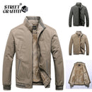 2025 Autumn Men Jackets 100% Cotton Chaqueta Casual Solid Fashion Vintage Warm V