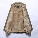 2025 Autumn Men Jackets 100% Cotton Chaqueta Casual Solid Fashion Vintage Warm V