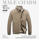 2025 Autumn Men Jackets 100% Cotton Chaqueta Casual Solid Fashion Vintage Warm V