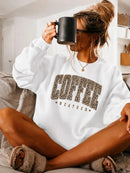 2026 Fashion New Arrival Women Long Sleeve Crewneck Sweatshirt, Coffee Weather L