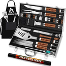 26-Piece Stainless Steel BBQ Grill Tool Set in Aluminum Case