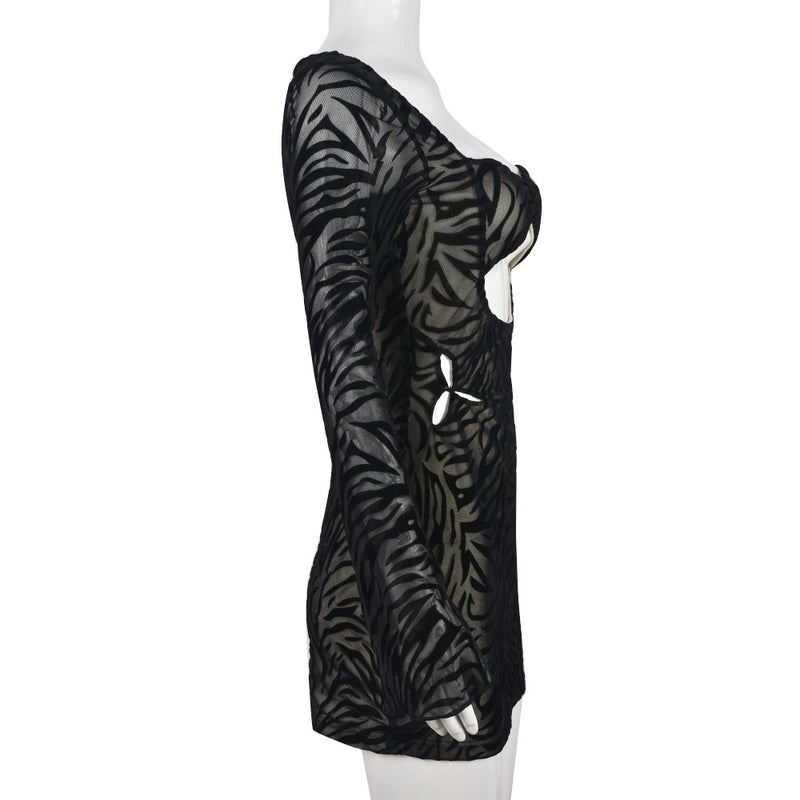 Flare Sleeve Bodycon Cutout Party Mini Dress, ibuyxi.com