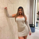 Off-Shoulder Push Up Knitted Bodycon Party Mini Dress, ibuyxi.com