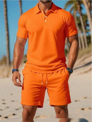 Casual Comfortable Breathable Short Sleeve Shirt Short Set, iBuyXi.com