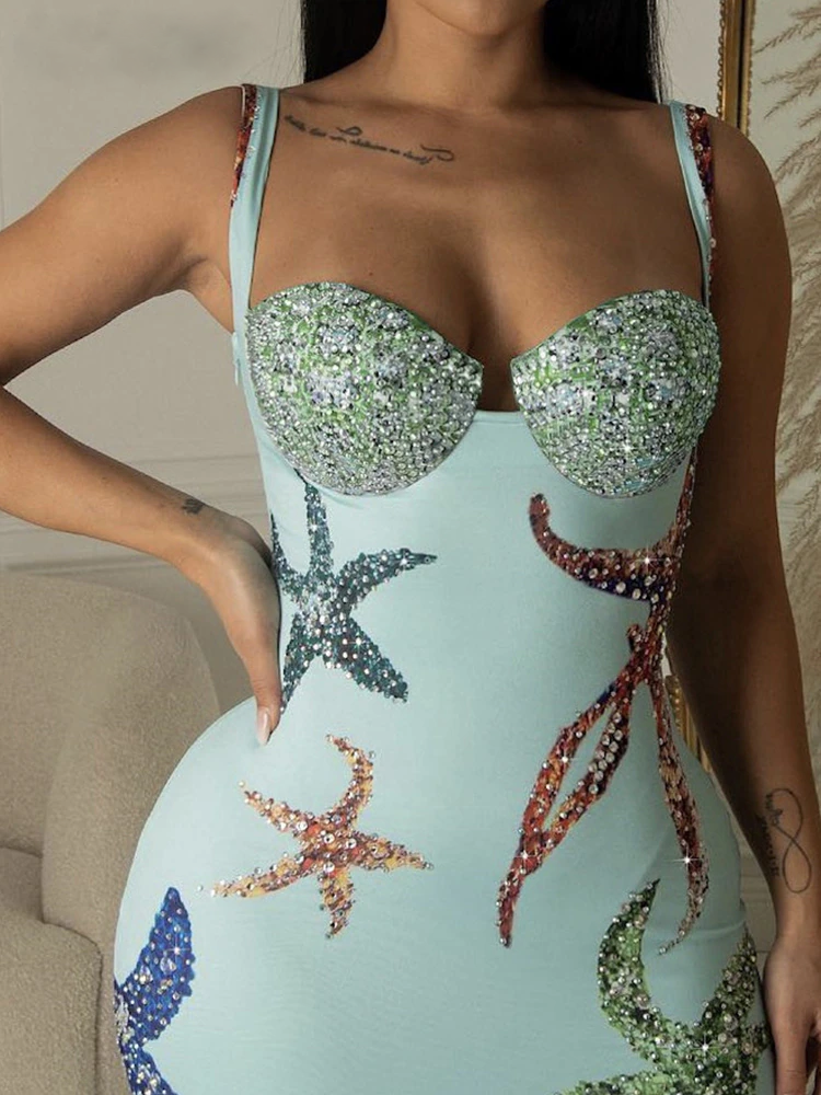 Starfish Print Backless Clubwear Dress - view 8