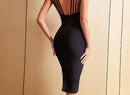 Backless Bodycon Bandage Tank Sleeveless Soild Evening Midi Dress, ibuyxi.com