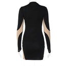 Hollow Out Patchwork O-Neck Full Sleeve Bodycon Mini Dress, ibuyxi.com