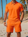 Casual Comfortable Breathable Short Sleeve Shirt Short Set, iBuyXi.com
