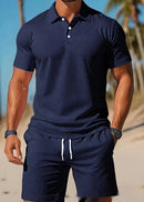 Casual Comfortable Breathable Short Sleeve Shirt Short Set, iBuyXi.com