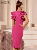 Short-Sleeve Bodycon Ruffles Dress - photo 5