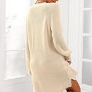 MISS PETAL Beige V-neck Sweater Dress For Woman Sexy Button Long Sleeve Mini Dress 2023 Autumn Winter Casual Loose Dress, ibuyxi.com