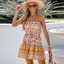 Floral Smocked A-Line Strapless Bandeau Sundress, ibuyxi.com