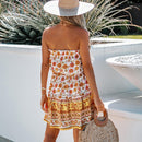 Floral Smocked A-Line Strapless Bandeau Sundress, ibuyxi.com
