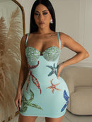 Starfish Print Backless Clubwear Dress - view 2