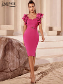 Short-Sleeve Bodycon Ruffles Dress - photo 4