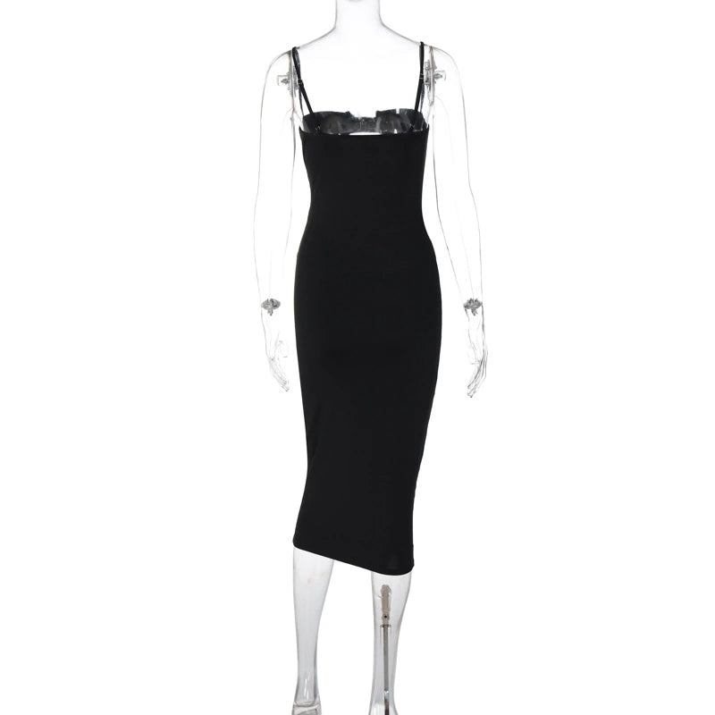 Cutout Backless Straps Slip Bodycon Midi Dress, ibuyxi.com