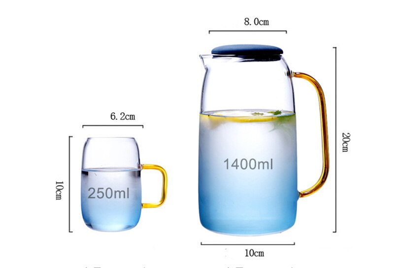 1400ml Gradient Blue Water Kettle Of Glass Jug, ibuyxi.com