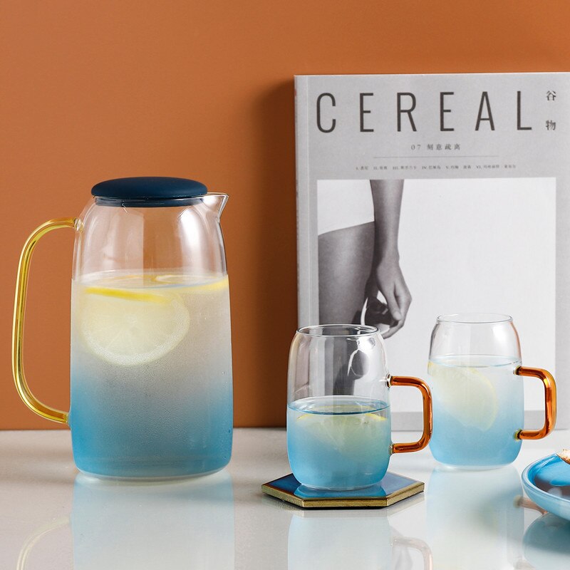 1400ml Gradient Blue Water Kettle Of Glass Jug, ibuyxi.com