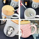 Animal Personality 3D Ceramic Spoon Lid Mug, ibuyxi.com